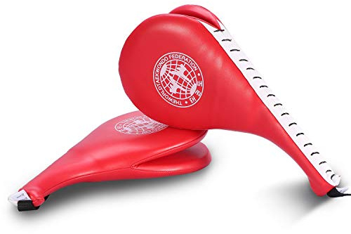 1 Paire Cibles Taekwondo pour Entrainement d'arme Formation Pads Coup de Pied Tae Kwon Do Karaté Kickboxing équipements de Sport Rouge