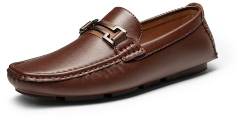 Bruno Marc herr mokassins klassisk halvsko loafers komfort körning toffel, - BRUN - 42.5 EU
