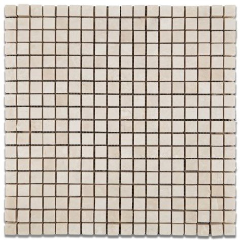 White Pearl/Botticino Marble 5/8 X 5/8 Polished Mosaic Tile - Box of 5 Sheets