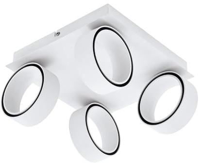 EGLO LED Deckenlampe Albariza, Spot Deckenleuchte aus Metall in weiß, Wohnzimmerlampe mit 4 Deckenspots, Deckenstrahler für Wohnzimmer, Küche und Flur, warmweiß