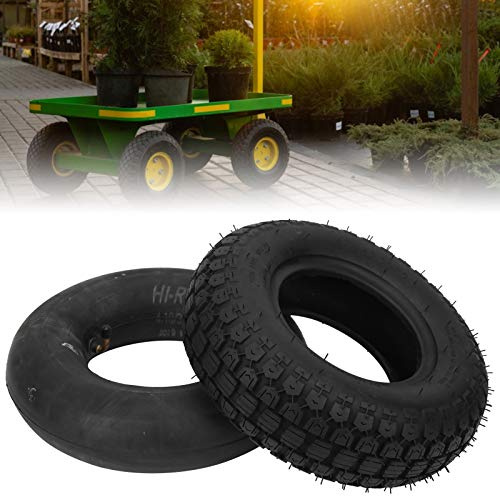 Seacanl Gummidäck, 2 st 4,10/3,50-6 däck och rör, stötdämpande effekt stark grepp gräsklippare däck, rörlighet scooterhjul, för vagnar, skottkärror, gårdsvagnar, snöblåsare