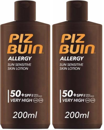 PIZ BUIN Allergy Protector Solar Corporal SPF 50+, Protección muy alta para pieles sensibles, Loción para el cuerpo, Protección UVA/UVB, Rápida absorción, 200 ml (Paquete de 2)