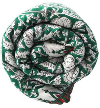 Aashita Creations Baby-Steppdecke für Kleinkinder, Handarbeit, Kantha-Baumwolle, Tagesdecke, Überwurf, Blumendruck, Baby-Steppdecke _1118