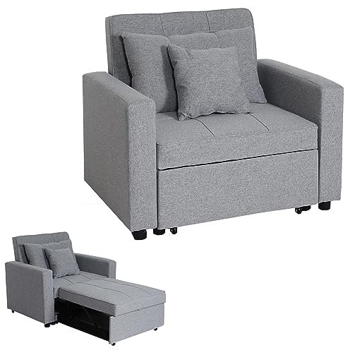 Mendler Schlafsessel HWC-L90, Klappsessel Schlafsofa Gästebett Relaxsessel, Liegefläche 197x103cm Stoff/Textil - hellgrau