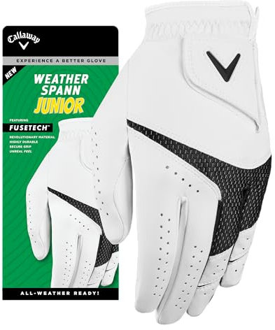 Callaway Golf Juniors Weather Spann Handschuh Ledermischung Linke Hand - M, Weiß