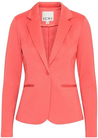 ICHI IHKATE Damen Blazer Jackenblazer Anzugsjacke mit 1-Knopf-Form Stretch Reverskragen Paspeltaschen Slim fit, Größe:M, Farbe:Cranberry (171545)