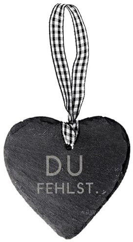 Spruchreif | Schieferherz mit Gravur | Schieferherz mit Spruch | Dekoherz Aufhängen | Erinnerung | Andenken | Herz Trauer | Vermisse Dich