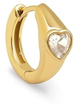 SINGULARU - Pendiente Suelto Aro Heart. Latón con acabado de Baño en Oro de 18 Kt o Rodio y con Motivo Corazón y Circonitas. Joyas para Mujer