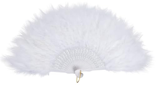 Axvxby Vintage 1920-tals fjäderfack – 25 vita fjäderskaft – elegant solfjäder för maskerad, mardigräs, burlesk och showgirl kostymer (vit)
