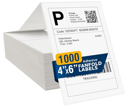 LabelMe 4x6 Direct Thermal Labels - 4x6 Labels, Shipping Labels, 4x6 Fanfold Label Paper- Shipping Supplies & Small Business Essentials - Thermal Printer Labels for USPS, FedEx, UPS 1000 Labels