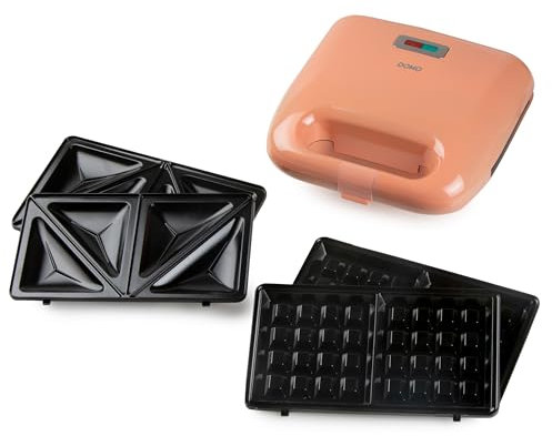 DOMO DO1106C Snack Party 2 en 1 machine à croque-monsieur/gaufres - rose