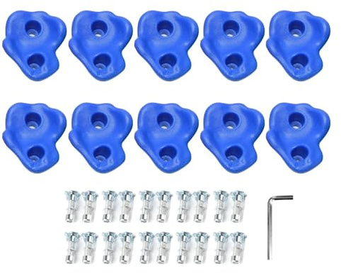 Pilipane La Escalada de Roca Contiene PE ergonómico cómodo sentimiento de la Mano de la Pared de la Pared para niños al Aire Libre Adultos 10 Piezas (Azul)