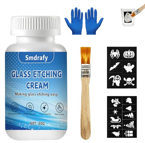 80g Ätzpaste für Glas, Glass Etching Paste, Glas Ätzpaste, Ätzpaste für Glas DIY-Kunsthandwerksbedarf, Eine Mattierte Textur, Personalisieren Sie Ihr Handwerk auf Glasoberflächen, für DIY Kreationen