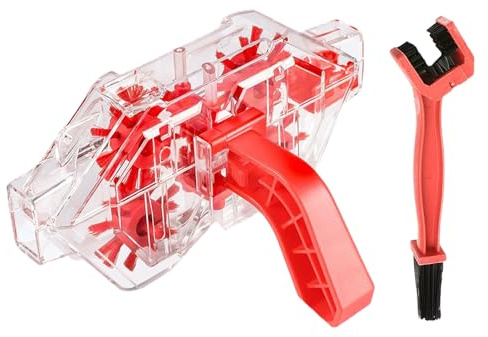 Limpiador de cadenas de bicicleta para cadena de bicicleta, juego de limpieza transparente con cepillos para bicicleta, bicicleta, degreaser para suciedad, grasa, 150 x 72 x 30 mm