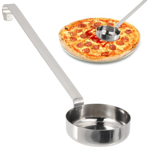 Toyvian Cuchara de acero inoxidable para salsa de pizza plana para porciones precisas y distribución uniforme de salsa de tomate con mango estable para cocinar y hornear fácilmente