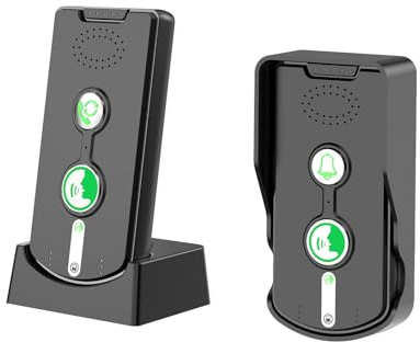 Swokely Drahtlose Gegensprechanlage, Türklingelsystem, Vollduplex-Kommunikation, 500 M/1640 Fuß Lange Distanz, Wiederaufladbar, Heimsicherheits-Türklingelsystem, Heimbüro, Intelligente (Schwarz)