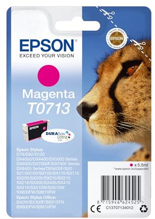 Epson T071 Serie Ghepardo, Cartuccia Originale Getto d'Inchiostro DURABrite Ultra, Formato Standard, Magenta