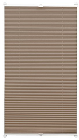 Gardinia Plissee zum Klemmen, Blickdichtes Faltrollo, Alle Montage-Teile inklusive, EASYFIX Plissee verspannt mit Zwei Bedienschienen, Taupe, 50 x 130 cm (BxH)