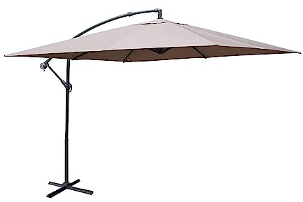 Alice's Garden - Parasol déporté carré 3x3m - Hardelot 3x3m - Taupe - Manivelle anti-retour | Toile déperlante | Facile à utiliser