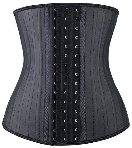 YIANNA Waist Trainer Women Latex 25 Steel Boned Corset Tummy Control Body Shaper Cincher Shapewear For Sport Girdle Black S 1210