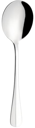 Grunwerg Baguette Collection Soup Spoons, 18/0 Stainless Steel, Set of 12 | Soup spoons made from 18/0 stainless steel, ideal for soups, stews, cereals and everyday dining.