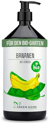 Green Home Bananendünger BIO 1 Liter mit Dosierpumpe, Bananenbaum Dünger flüssig. Für Bananenpflanzen und Bananenstaude, Bananen-Dünger mit Langzeit Effekt bei regelmäßiger Anwendung
