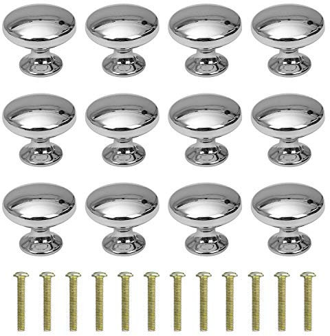 MengH-SHOP Pomolo per Mobile Rotondo Pomelli per Porta 30mm Maniglia per Armadietto con Viti per Porte Armadietti Cassetti e Guardaroba Accessori Mobili 12 Pezzi Argento