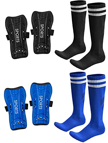 AIMISICAR Toddler Kids Youth Soccer Shin Guards and Socks for Boys & Girls (Age 3-5,6-8,8-12,10-14) | Lightweight Breathable Shin Pads & Soccer Socks Combo for Football Games & Training
