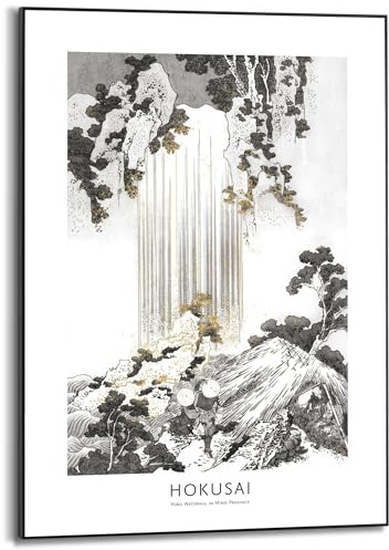 REINDERS Gerahmtes Bild, Hokusai, Home Office, Bilder, Wanddeko, Room Decor, MDF, Schwarz-Weiß, 70 x 50
