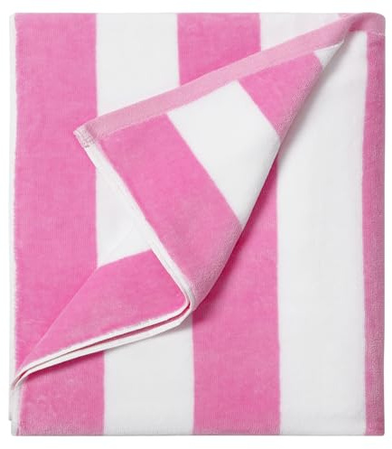 LULUHOME Large Oversized Beach Towel - Big Cotton 36 x 70 Inch Striped Pool Towel, Large Cabana Soft Swimming Towel for Adult Men Women,Pink