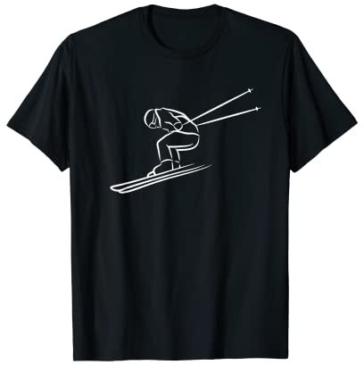 Skifahrer Zeichnung Skiliebhaber Skisport T-Shirt