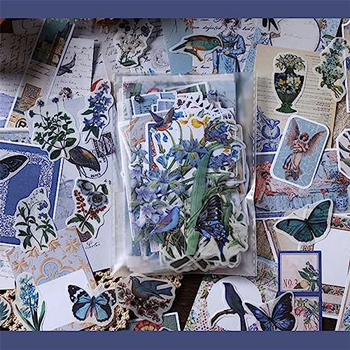 200 pièces vintage scrapbooking autocollants papier ensemble, fleur naturelle plante champignon papillon oiseau autocollants pour scrapbook calendrier carnet journal album photo décoration DIY