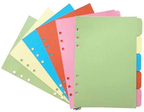 DY.2ten 10 Fogli Divisori Raccoglitori ad Anelli A5,6-fori Colourful Filler Pagine Divisorio Pagina Indice Tab, per Scuola o Ufficio, A5 Cartoncini Separatori per Raccoglitori ad Anelli
