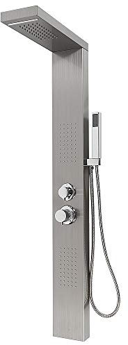 Pannello Doccia Idromassaggio in Acciaio Inox -Colonna Doccia Idromassaggio con Miscelatore, Pannello Doccia Acciaio Inox 3 Funzioni, 15 * 47 * 130 cm (acciaio inossidabile)