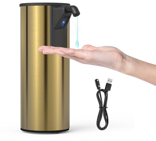 XZUO LIFE Stainless Steel Automatic Soap Dispenser Rechargeable, 4 Adjustable Touchless Sensor Detergent Pump, 350 ml Touchless Electric Hand Soap Dispenser 2011S