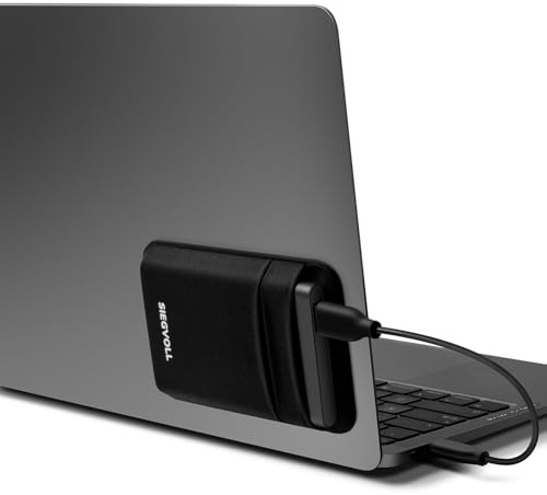 Siegvoll Organizador Adhesivo para portátil (1 Pieza con 2 Bolsillos), Bolsillo elástico para Disco Duro Externo, SSD y Cables, Compatible con SanDisk, Samsung, Crucial - Negro