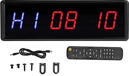 Baxnore Temporizador de intervalos con Control Remoto, Toquet de Relojes de Entrenamiento de Gimnasia hacia Abajo, Pantalla de 5 Funciones para la Aptitud del hogar, sesiones de