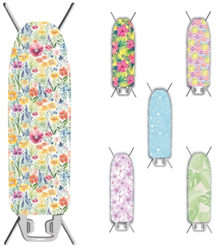 Copriasse da Stiro con Elastico - Universale per Assi da Stiro Fino a 130-40cm - Tessuto 100% Cotone e Mollettone 100% Poliestere - Made in Italy (Dalila)