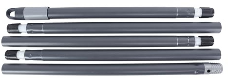 Maya - Palo para Mopa y Haragán de 170 cm con 5 Secciones Desmontables, Ideal para Alturas, Mango Compatible con Escoba, Fregona y Recogedor de Basura, Rosca Universal (Gris)