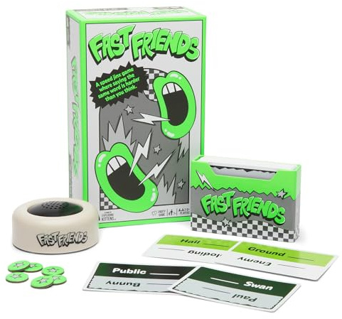 Exploding Kittens Fast Friends Party Game – Speed-Guessing Card Game with Timer, Life Tokens & Card Holder, Family Game Night, Ages 7+, 2-8 Players, 10-Minute Rounds
