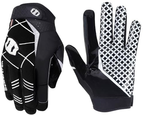 Seibertron Pro 3.0 Elite Ultra-Stick Sports Receiver/Empfänger Handschuhe American Football Gloves Jugend und Erwachsener Black L