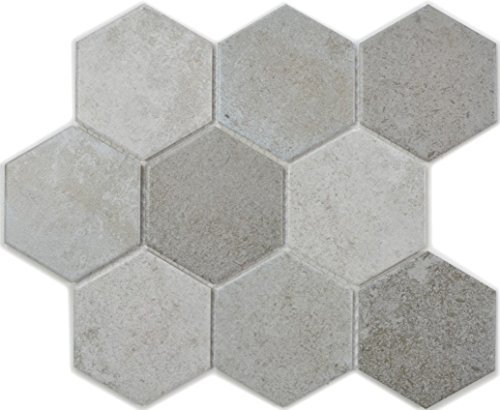 Mosaico Piastrella Ceramica Grigio Hexagon Cemento per Pavimento Parete Bagno WC DOCINA SPECCHI Piastrelle