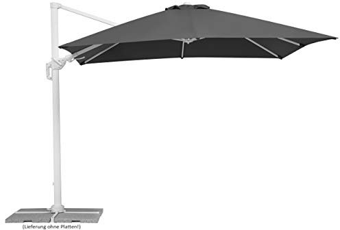 Schneider Sonnenschirm Rhodos Twist Bianco, anthrazit, 300 x 300 cm quadratisch, 731-15, Gestell Alu/Stahl, Bespannung Polyester, 25.7 kg