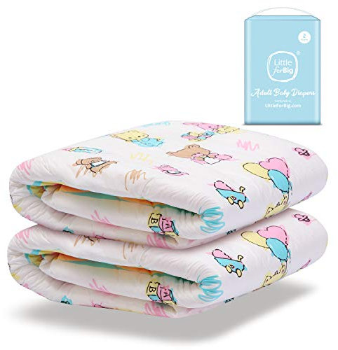 LittleForBig 5500-5800 ml Adult Printed Diaper 2 Pieces - Baby Cuties (M)