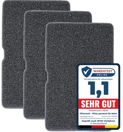 Filter Trockner Wärmepumpentrockner | Schwammfilter Filtermatte Kondenstrockner | für Beko Grundig Blomberg ElektraBregenz | 240 x 150 x 10mm | Flusensieb Fusselfilter 2964840100 (3er-Set)