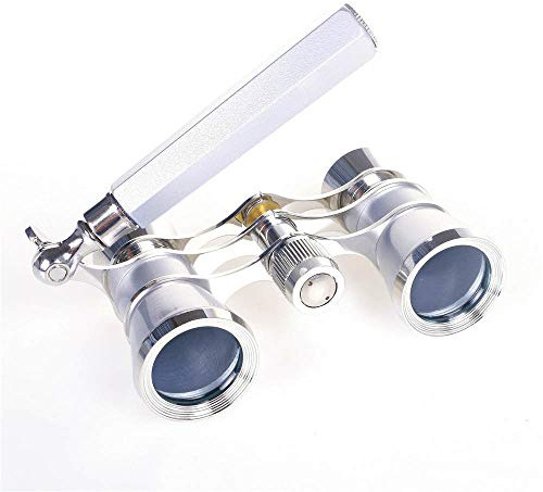 Angeek 3 x 25 Opera Theatre Horse Racing Glasses, Binocular Telescope with Handle / Accessory Kit, Women’s Telescope (Silver)