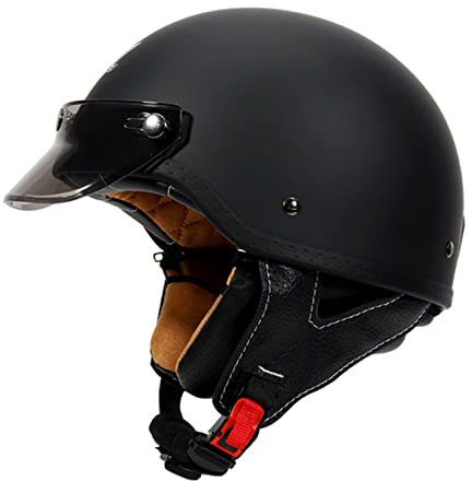 Halbschalenhelm,Halbhelme Motorradhelm mit ECE Genehmigt Brain-Cap, Motorrad Half Helm, Halbschale Roller-Helm Scooter-Helm Jet-Helm Retro für Erwachsene Herren Damen A,XXXL
