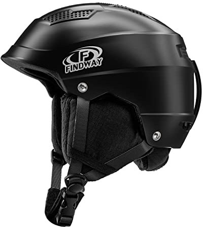 Findway Unisex Skihelm Damen Herren für Erwachsene Kinder Jugend mit Verstellbaren Belüftungsöffnungen, Kompatibel mit Skibrille für Brillenträger, Winter Outdoor Sport Snowboardhelm Schwarz,L