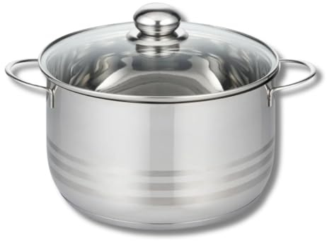 Elo 2222426 - Olla (acero inoxidable, 24 cm, con tapa de cristal, acero inoxidable, 24 cm)