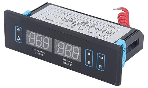 Termostato Digital, Controlador de Temperatura PID Carcasa de Plástico -50 ℃-50 ℃ (-60 ℉-125 ℉) AC220V con 2 Cables para Cámara Frigorífica